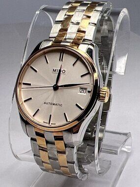 Mido 33mm Rose Gold Tone Steel Bracelet Automatic Date Watch M024207 New w/ Box
